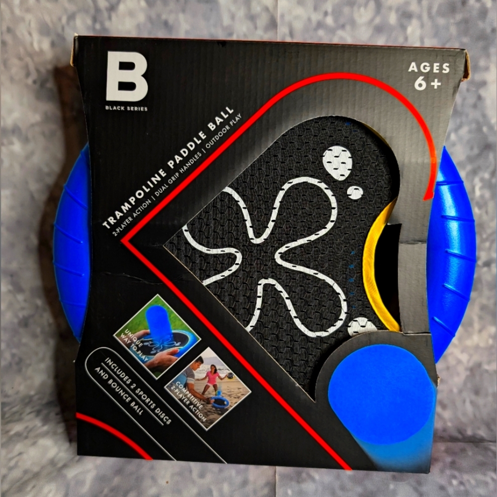 NEW Trampoline Paddle Ball -Outdoor Play- 2 Player Action-2 Sport Discs & Ball